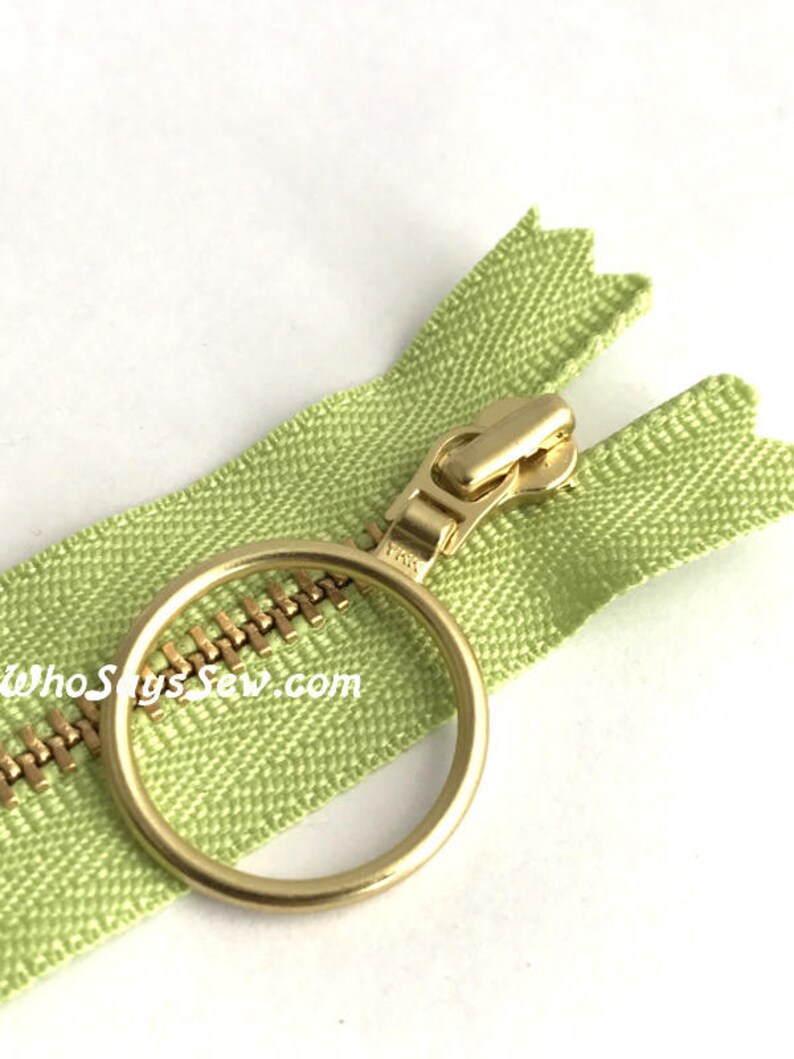 YKK Golden Brass Metal Zipper with Ring Pull locking. Etsy