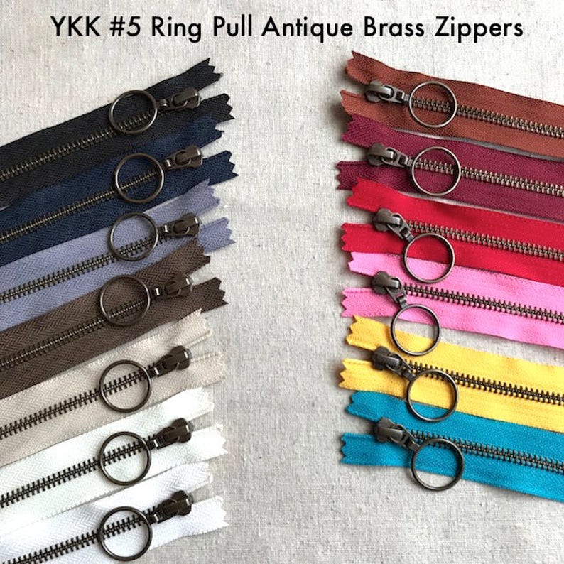 YKK Antique Brass/Bronze Metal Zipper with RING Pull Etsy