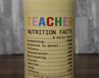 Yellow Teacher Nutrition Facts Stainless Steel Tumbler, 16 oz