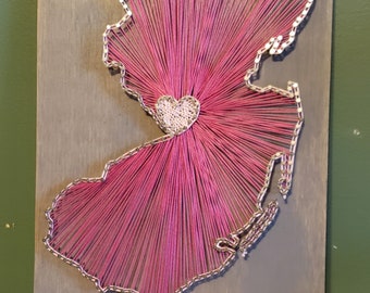 State of New Jersey String Art Sign, New Jersey, Made to Order