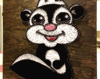 Skunk String Art Sign, Skunk, Nursery, Baby Shower, Flower, Bambi, Made to Order