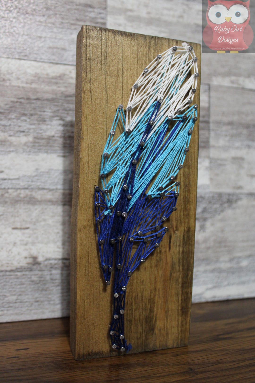 3"x8" Feather String Art Sign, Blue Feather - Etsy