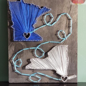 ANY 2 States/Countries String Art Sign, Non-Overlap, Made to Order