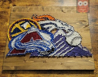 10"x14" Colorado Teams String Art Sign, Made to Order, Rockies, Nuggets, Avalanche, Broncos