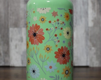 Green Floral Cup, Stainless Steel, 16 oz., Flowers, Florals