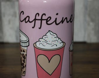 Pink Caffeine Vibes Stainless Steel Tumbler, 16 oz