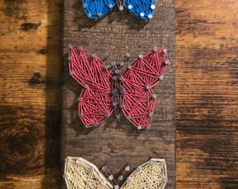 Butterfly String Art Sign, Butterfly, Triple Butterfly, Butterflies, Made to Order