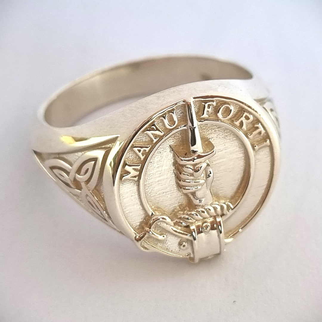 Mackay Clan Crest Ring With Celtic Sides Silver or Gold Etsy