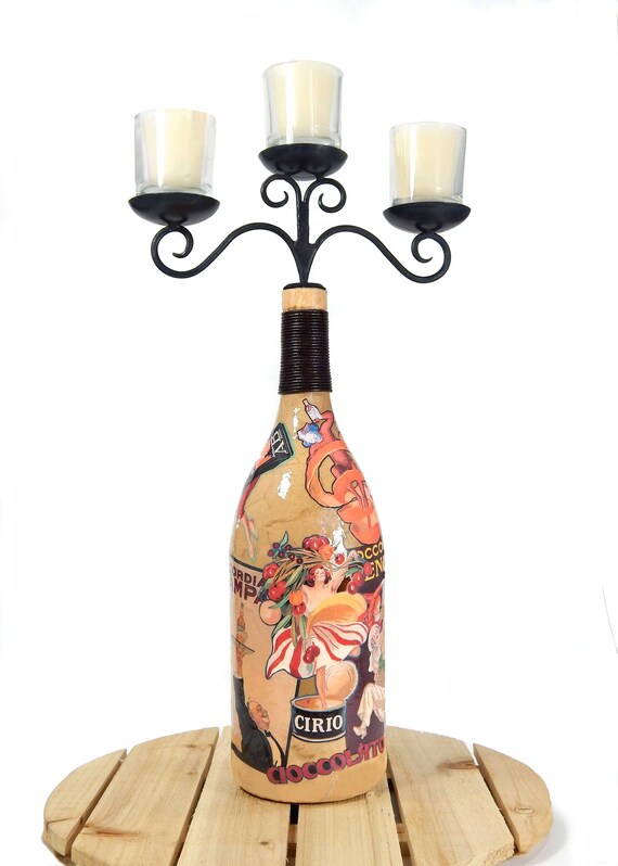 Votive Candle Holder Three Votive Candle Holder Wine Bottle | Etsy