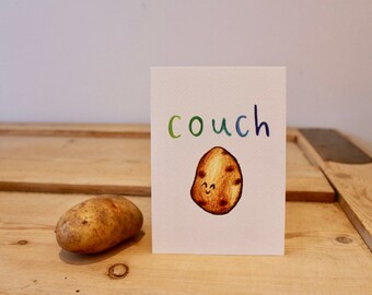 Couch Potato - Cute Pun - Postcard - A6 Print