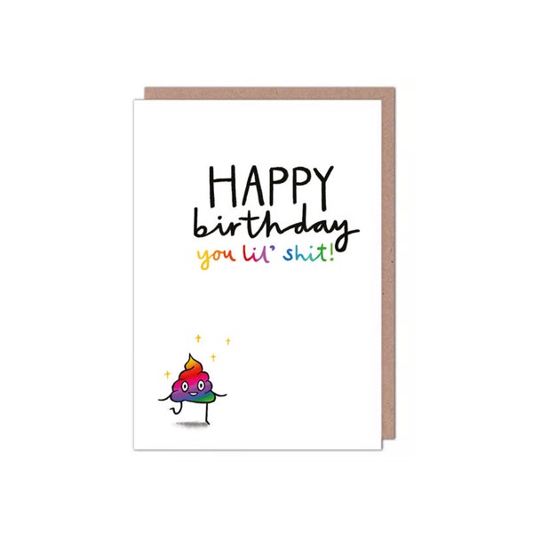 Joyeux anniversaire Lil Sh*t - Carte d'anniversaire emoji caca arc-en-ciel