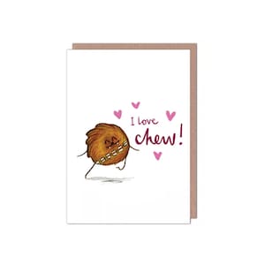Tarjeta de San Valentín, cumpleaños o aniversario de Chewbacca con temática de Star Wars