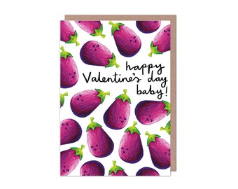 Aubergine Emoji Valentines/Anniversary Card