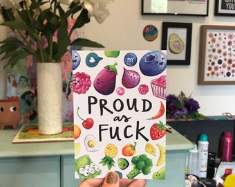 Proud as F*ck - LGBTQ+ Pride Valentines/Birthday/Anniversary/Friendship/Queer/Congratulations Postcard - A6 Print