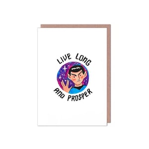 Spock Star Trek Sci-fi Viva Longa e Próspera Cartão de Aniversário/Boa Sorte/Despedida