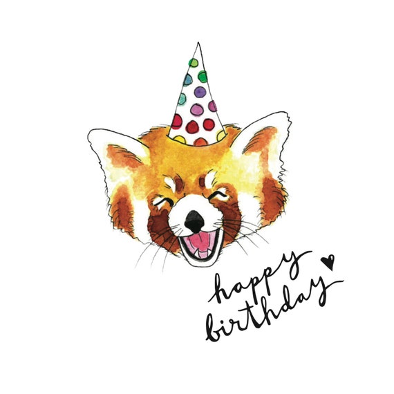 Red Panda Birthday Card - Etsy