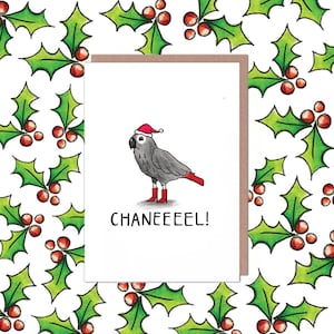 Carte meme drôle Chanel - Perroquet gris d'Afrique - Reine du canal - Noël/Amitié