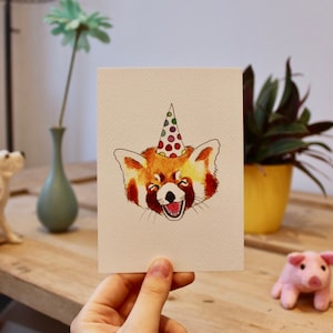 Happy Red Panda - Mignon - Carte postale - Impression A6