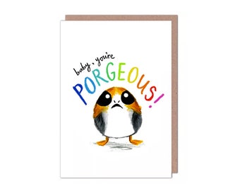 Porg Valentines/Birthday/Anniversary Star Wars Card