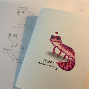 Carte illustrée personnalisée dessinée à la main - anniversaire/anniversaire/Saint-Valentin/Noël/fête des mères/fête des pères/nouveau bébé