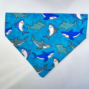 Dog Collar Bandana Over the Collar - Shark Week, Friendly Sharks Print