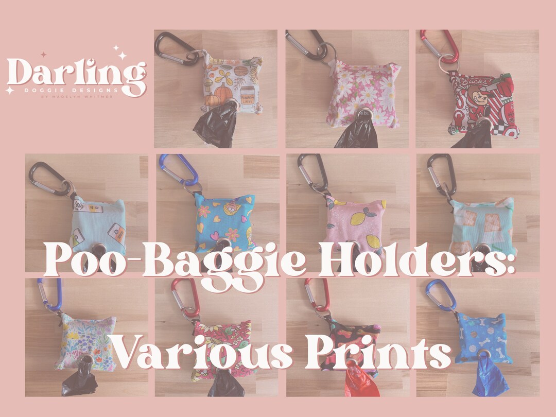 Poop Baggie Holders Various Prints Two Roll Dog Bag Holder, Attach to