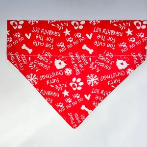 Dog Collar Bandana Over the Collar - Red Christmas Dog Sayings Santa Paws Naughty List Santas Cookies by happybug via Spoonflower