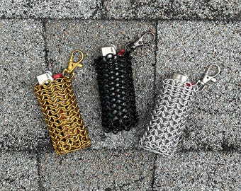 chainmaille lighter keychain<3