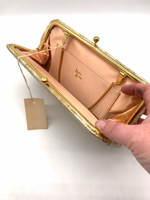 50’s 60s gold brocade shiny thread clutch new old