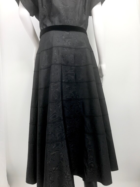 50s dress vintage black taffeta button down belte… - image 6