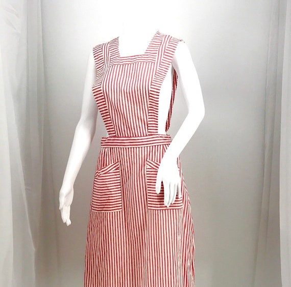 40s 50’s candy striper dress red and white pinafor