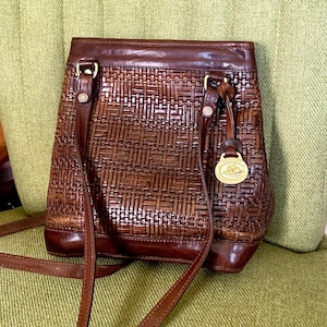 Brahmin Shoulder Bag Basket Woven Leather