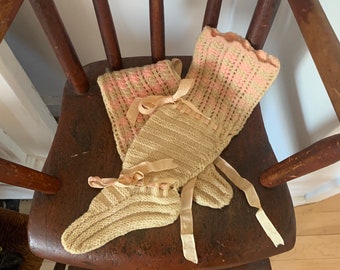 Antique Baby Knit Socks Long Leg Covering