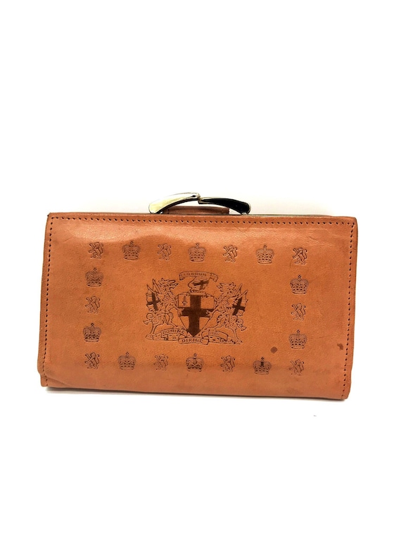 Vintage ladies soft tan leather wallet with coin p