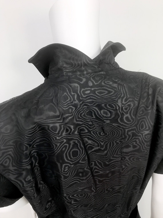 50s dress vintage black taffeta button down belte… - image 4