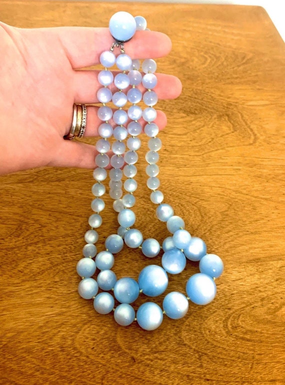 1940s - 1950s Blue Moon Bead Look Two Strand Neck… - image 1