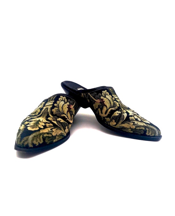 Seychelles cowboy boot style slip on mule tapestry