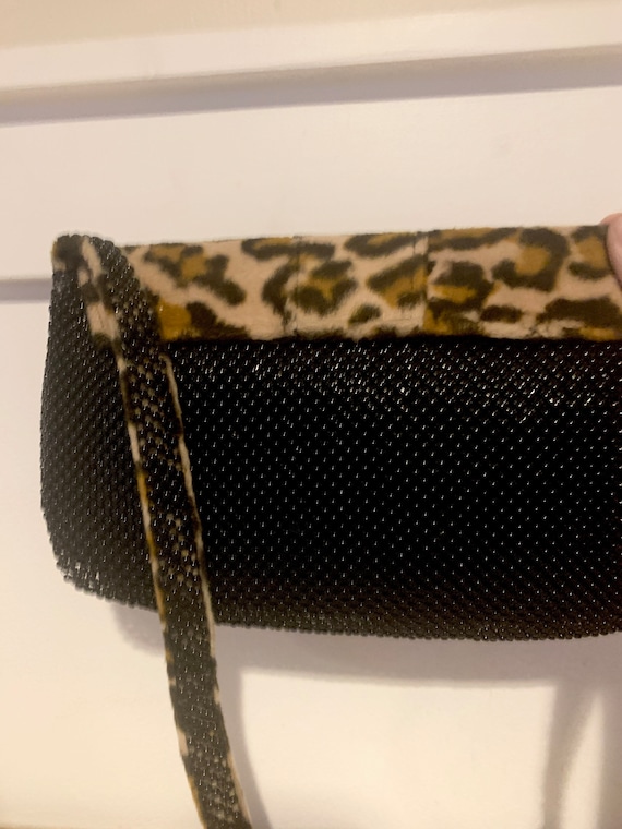 Vintage Leopard Handbag/ Black Beaded Handbag/ Le… - image 4