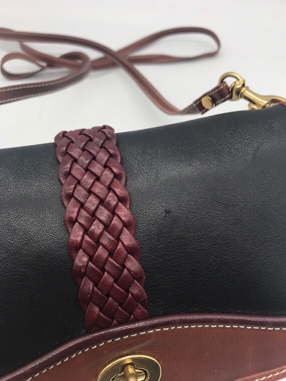 Black And Brown Leather Crossbody Handbag Braided… - image 8