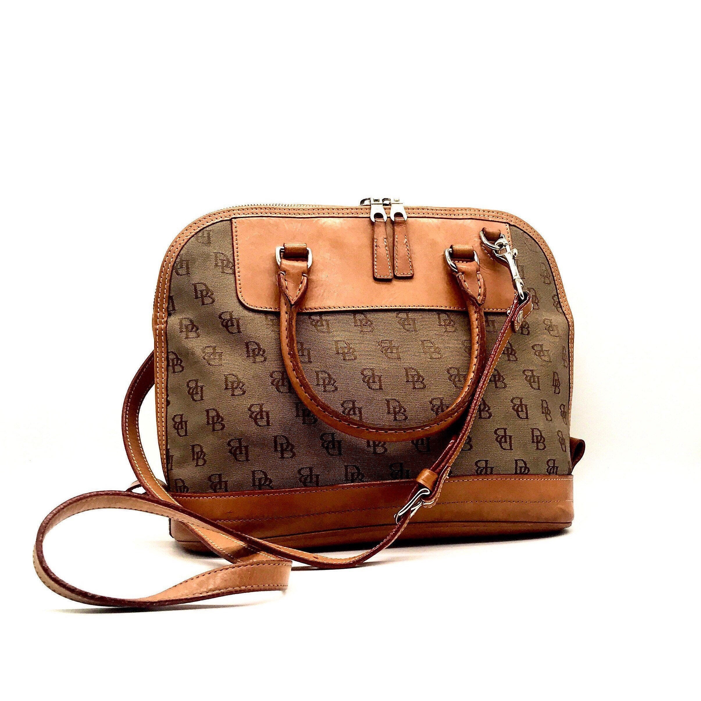 Coach Signature MINI Cora Domed Satchel in Brown & Neon Pink