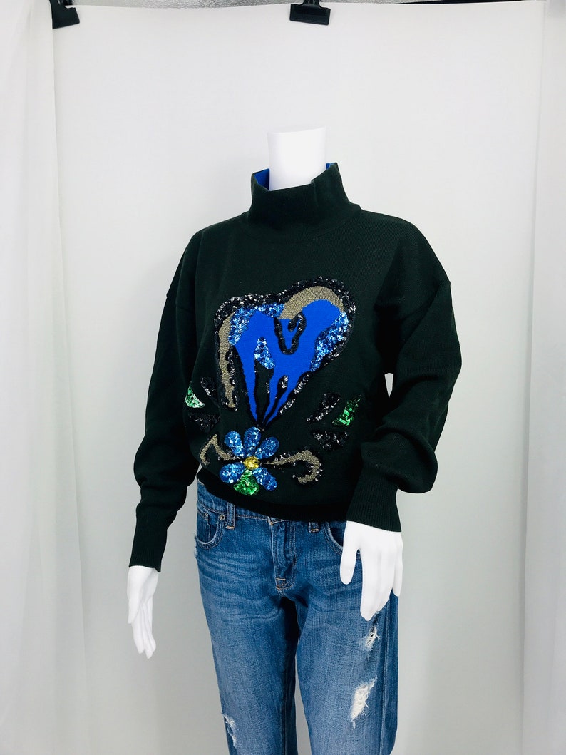 Vintage Escada by Margaretha Ley black wool with sequins 38 size s