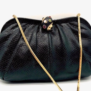 Judith Leiber Cream Colored Karung Handbag With Rose Quartz 
