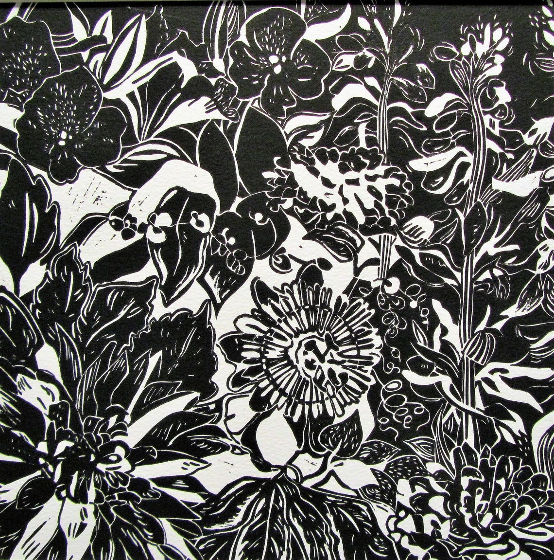 Black and white flower print | Etsy