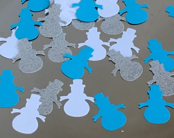 Snowman Confetti, Turquoise, White, and Silver, Winter Party Decor