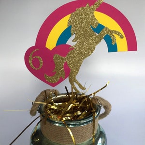 Gold Glitter Rainbow Unicorn Cake Topper, Large Gold Glittered Unicorn cake topper, Gold Glitter Unicorn, Rainbow Unicorn Party image 3