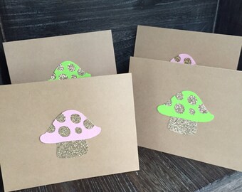 10 Enchanted Forest Cards, Woodland Party Cards, Fairy Party Cards, Enchanted Forest Thank you, Mushroom Cards