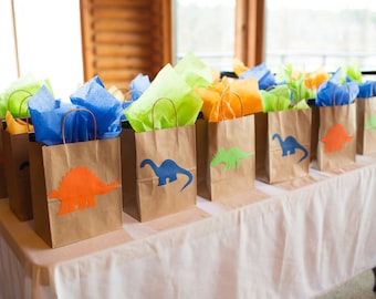 Dinosaur Party Favor Bags, Set of 12, Stegosaurus, T-Rex, Brontosaurus