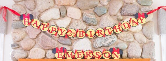 Minnie Mouse Birthday Banner, Mickey Mouse Birthday Banner, Red Minnie Birthday Banner, Mickey Mouse Clubhouse Banner, Birthday Banner Il_570xn