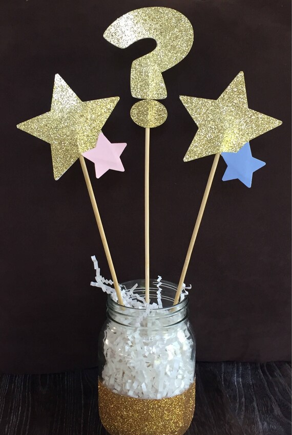 Gender reveal centerpiece, gender reveal cake topper, twinkle twinkle little star, baby shower, He or she Party, PInk or blue party decor Il_570xn