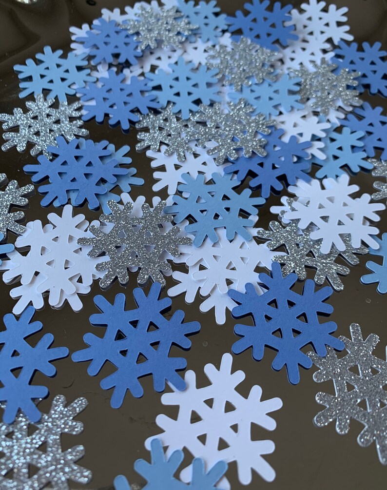 Blue Snowflake confetti 100 count winter ONEderland baby its cold outside baby shower winter themed party frozen party silver